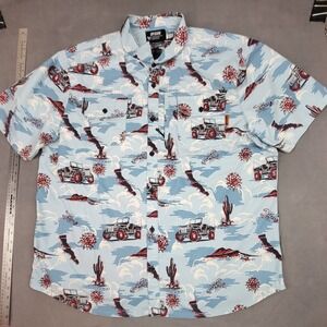 Off the Grid Short Sleeve Button Up Shirt Blue 3XL Off-Road Truck Camp Light
